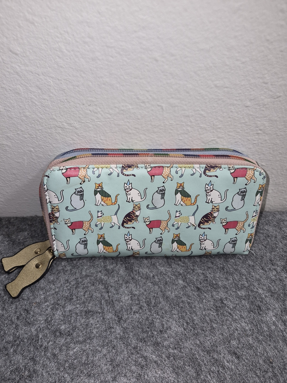Cat Print Zip Wallet